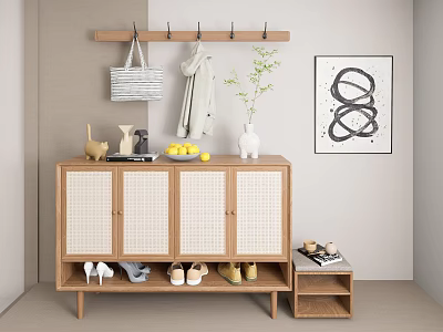 Entrance Cabinet Log Shoe Cabinet 3d model