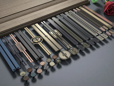 Various Style Decorative Cabinet Handles With Different Materials And Modern Design 3d model