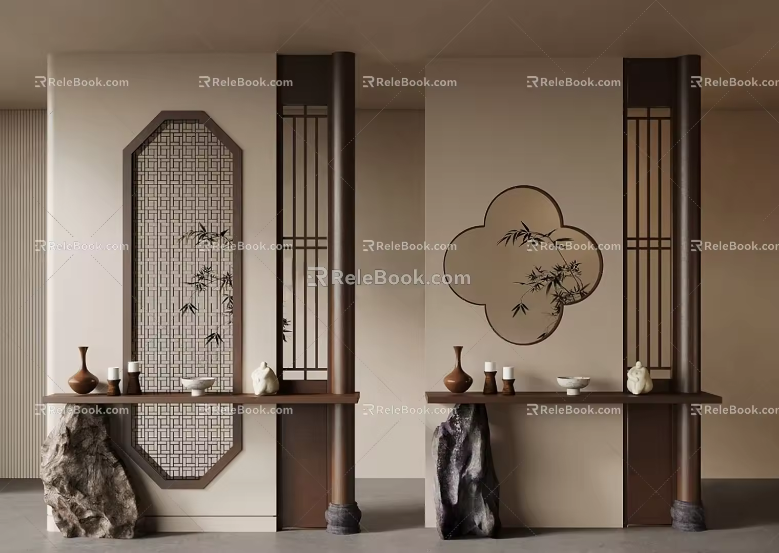 New Chinese style partition New Chinese style porch partition New Chinese style screen partition lattice shape 3d model
