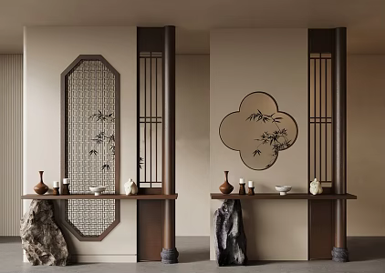 New Chinese style partition New Chinese style porch partition New Chinese style screen partition lattice shape 3d model