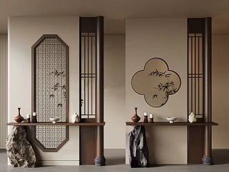 New Chinese style partition New Chinese style porch partition New Chinese style screen partition lattice shape 3d model