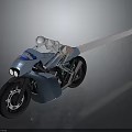 Futuristic Long Sleek Blue Silver Motorcycle With Streamlined Body And Black Wheels