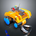 Yellow Mechanical Combat Weapon With Blue Wheels Red Light Top Equipment And Bottom Clamp