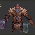 Muscular Bearded Warrior Character With Fur Trimmed Clothing And Two Large Hammers In Fantasy Style