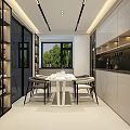 Modern Living Dining Room Interior With Beige Sofa Coffee Table TV Wall And Large Windows
