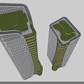 Modern Twin High Rise Office Buildings With Glass Curtain Wall And Curved Architectural Design