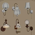 Various Decorative Wall Lamps With Wooden Bases Fabric And Glass Shades