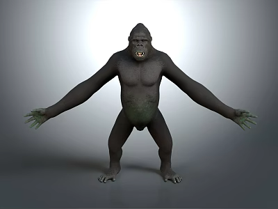 Realistic Gorilla 3D Model Render With Muscular Build Open Arms Standing Pose 3d model