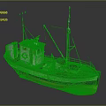 Classic Wooden Boat With Mast Cabin Red Yellow Black Hull And Lifebuoy