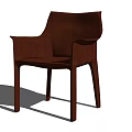 Brown Leather Leisure Chair With Armrests And Modern Slim Leg Design