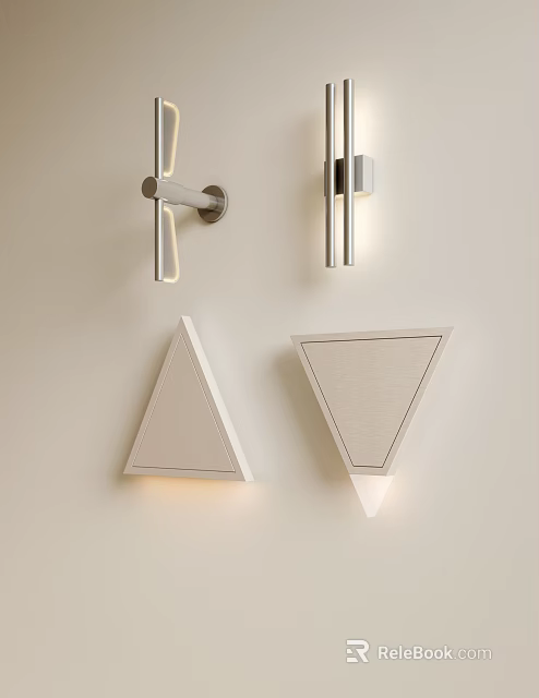 Modern Triangular Wall Lamps with Soft Lighting and Fabric Shades Mounted on Wall 3d model 