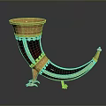 Horn Shaped Decorative Container with Gold Accents and Ornate Base for Home Decor