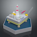 Offshore Oil Drilling Platform With Drilling Tower Helicopter Storage Tanks And Ladder