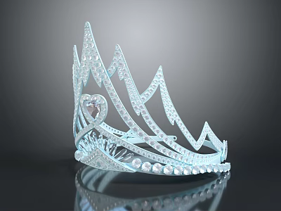 Elegant Sparkling Crown Jewelry With Heart Shaped Gem And Diamonds Design 3d model