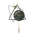 Modern Triangular Wall Clock With Black Metal Frame Green Marble Dial And Golden Hands 3d model