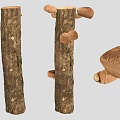 Natural Wooden Tree Trunks With Growing Brown Mushrooms And Fungal Details