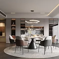 Modern Restaurant Interior Design With Round Dining Table Chandelier Chairs And Gray Flooring