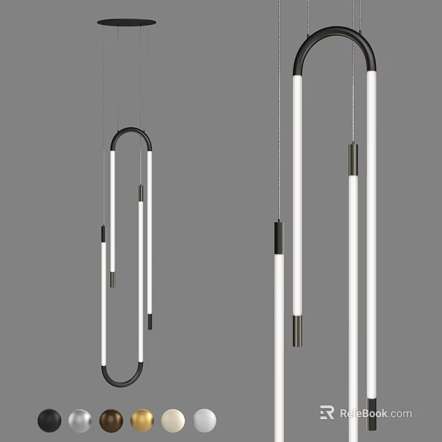 Contemporary Pendant Light Fixture With Black White Long Tubes For Home Interior 3d model 