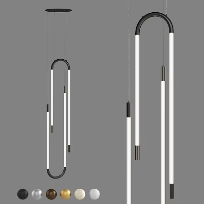 Contemporary Pendant Light Fixture With Black White Long Tubes For Home Interior 3d model