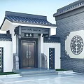 New Chinese Style Gate Building Courtyard Gate 3d model