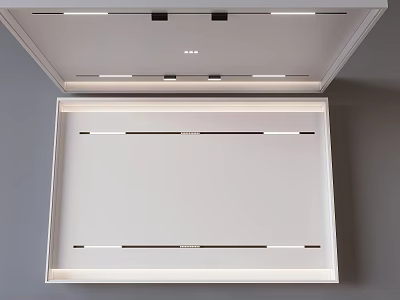 Modern Ceiling Design With Integrated LED Lighting And White Linear Decorative Panels 3d model