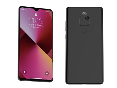 Modern Smartphone Front Display And Rear Camera Fingerprint Sensor Design 3d model