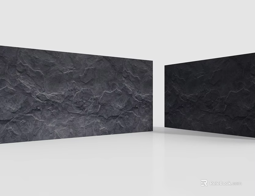Dark Textured Stone Background Wall Design For Modern Interior Spaces 3d model 