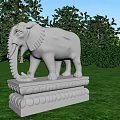 White Reptile Sculpture Displayed On Green Lawn Surrounded By Trees And Bushes