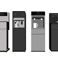 Modern Household Appliances With Black Silver Water Dispensers And Storage Cabinets