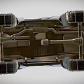 Modified Off Road Vehicle With Open Top Large Tires Red Stripes And Front Grille