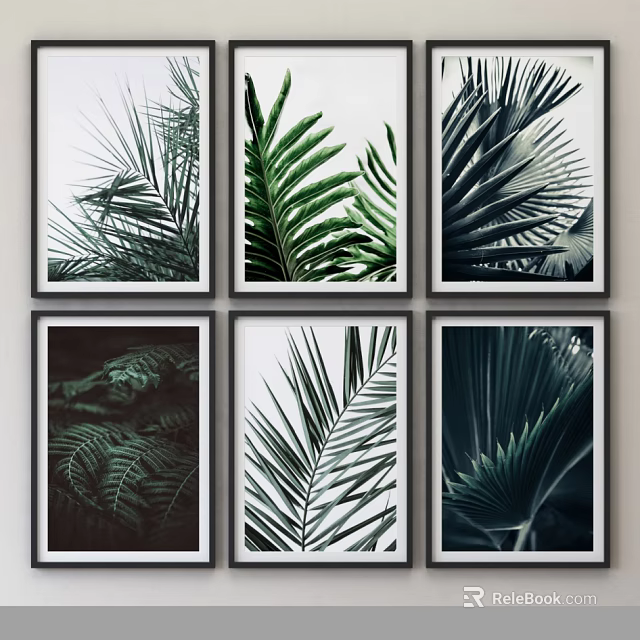 Minimalist Botanical Art Prints With Palm Fern Leaf Designs For Modern Home Wall Decor 3d model 