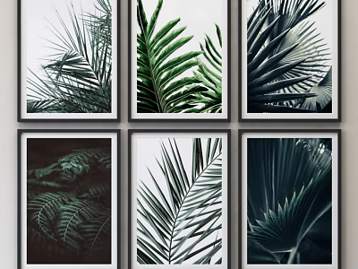 Minimalist Botanical Art Prints With Palm Fern Leaf Designs For Modern Home Wall Decor 3d model