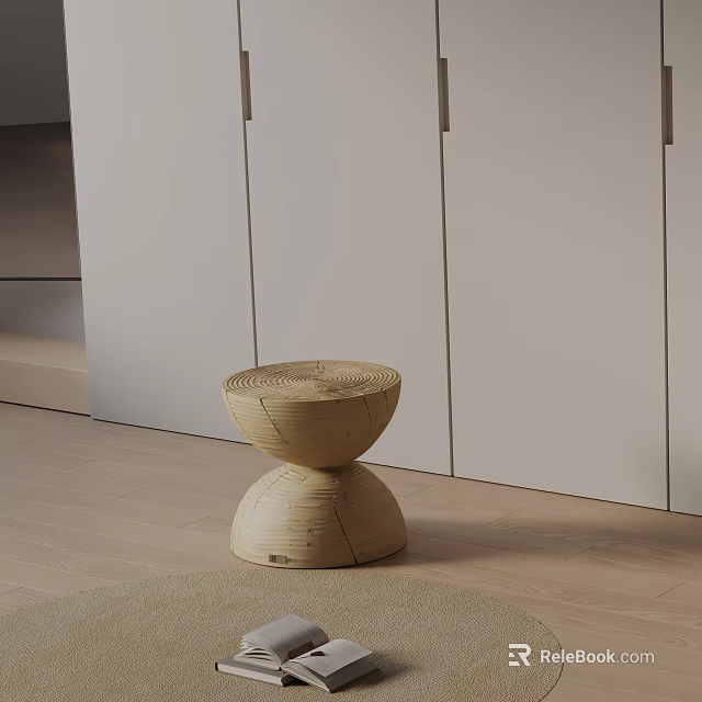 Bamboo Weave Side Table With Unique Modern Shape For Living Room Interior 3d model