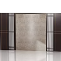 Modern Background Wall Design With Light Textured Panel Dark Borders And Gold Lines 3d model