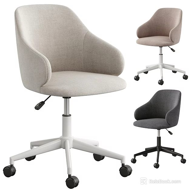 Modern Fabric Office Chair With Armrests And Swivel Wheels In Multiple Colors 3d model 