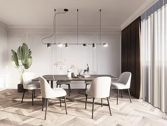 Jianou Restaurant Dining Table and Chair 3d model