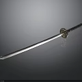 Traditional Samurai Sword Weapon With Golden Decorative Hilt And Sharp Blade