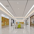Modern Bank Interior With Green Sofas Glass Doors And Plants In Lobby