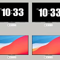 Four Modern Wall Mounted TVs Displaying Time 1033 and Colorful Wave Patterns 3d model