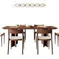 Modern Middle-ancient Style Dining Table and Chair In-line Chandelier Dining Table Ornaments Solid Wood Dining Table and Chair Six-person Dining Table and Chair 3d model