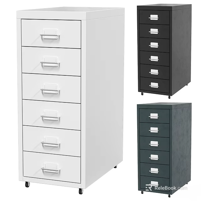 Modern Chest of Drawers in White Black Grey with Five Drawers and Metal Handles 3d model 
