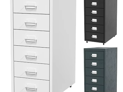 Modern Chest of Drawers in White Black Grey with Five Drawers and Metal Handles 3d model