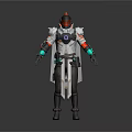 Futuristic Game Movie Character With White Red Armor Blue Accents And Detailed Helmet Design