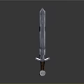 Ornate Silver Sword With Golden Accents Slender Blade And Brown Hilt 3D Model Design