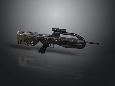 Modern Tactical Weapon Featuring Sleek Black Finish And Advanced Scope Design 3d model