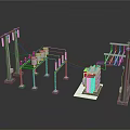 Electrical Substation Setup With Transformer Power Poles Insulators and Wires