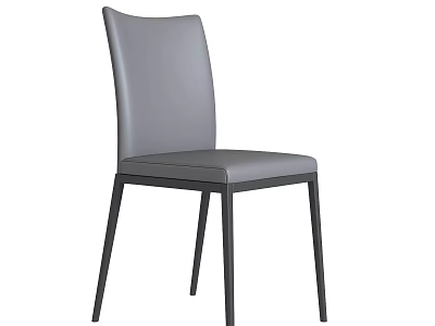 Modern Gray Upholstered Dining Chair With Black Metal Legs And Sleek Design 3d model