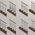 Various Stair Railings Designs With Wooden Steps And Metal Decorative Details