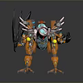 Mechanical Animal Character With Orange Black Wings And Blue Mechanical Legs