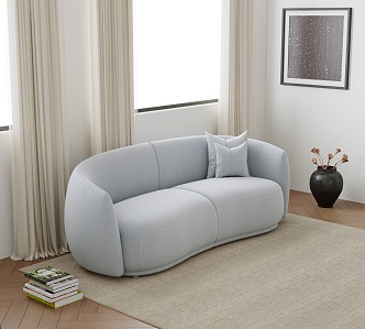 Edra sofa cream wind double sofa curved sofa flower bed book pile 3d model